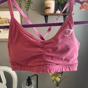 Gymshark pink scrunch sports bra with crisscross back size small